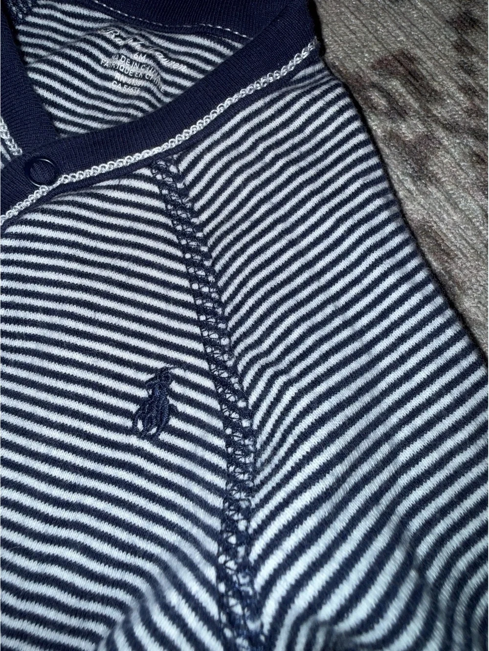 Ralph Lauren onesie blue stripes pajamas cozy sleepwear